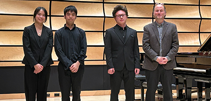 Three finalists with adjudicator Michael Esch